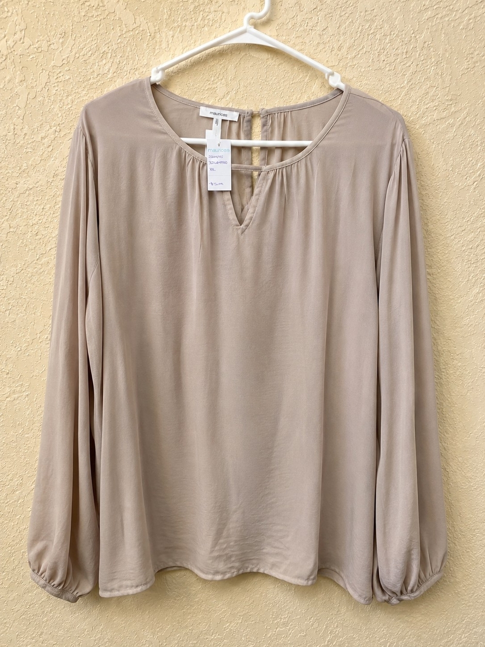 Maurices Taupe Keyhole Long-Sleeve Blouse